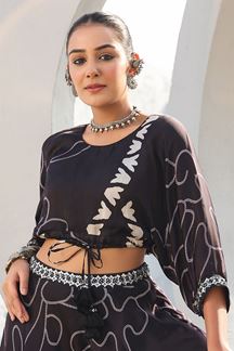 Picture of Striking Black Designer Palazzo Suit for Festivals, Sangeet, and Parties