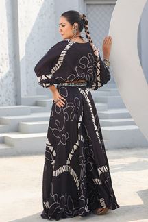 Picture of Striking Black Designer Palazzo Suit for Festivals, Sangeet, and Parties