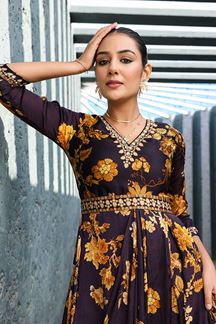 Picture of Fashionable Purple Designer Indo-Western Outfit for Sangeet and Parties