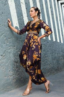 Picture of Fashionable Purple Designer Indo-Western Outfit for Sangeet and Parties