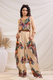 Picture of Spectacular Cream Designer Co-Ord Set for Festivals, Sangeet, and Parties