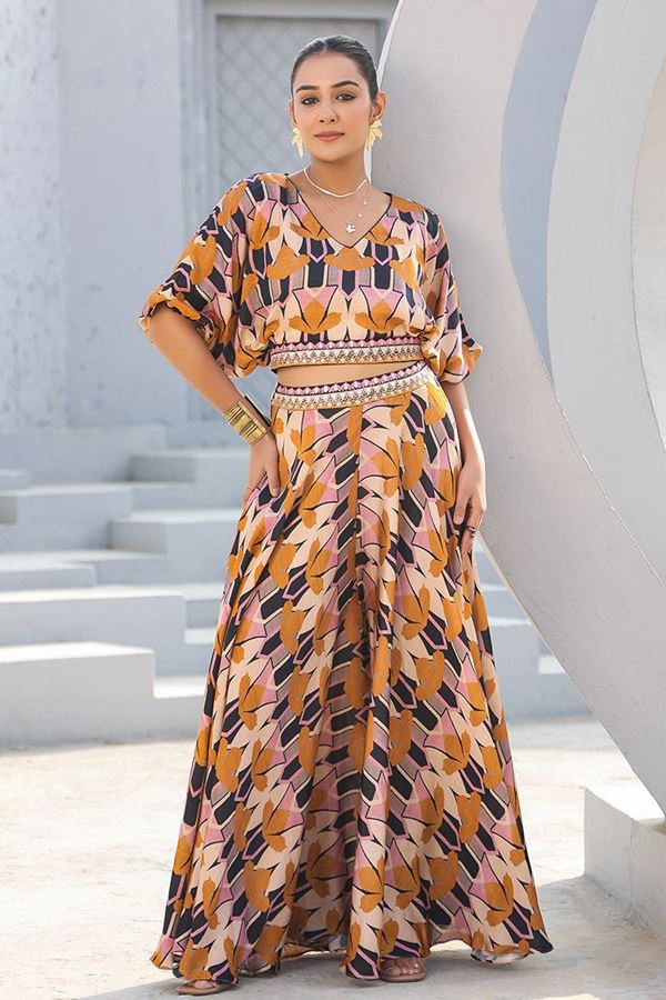 Picture of Pretty Multi Designer Palazzo Suit for Festivals, Sangeet, and Parties