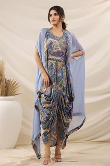 Picture of Royal Blue Designer Indo-Western Outfit for Sangeet and Parties
