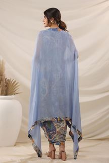 Picture of Royal Blue Designer Indo-Western Outfit for Sangeet and Parties