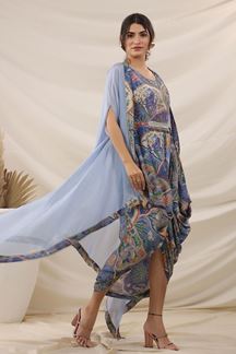 Picture of Royal Blue Designer Indo-Western Outfit for Sangeet and Parties
