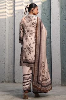 Picture of Aesthetic Beige Designer Straight Cut Suit for Festivals, Sangeet, and Parties