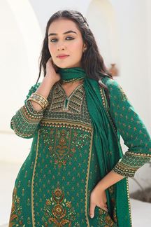 Picture of Heavenly Green Designer Gharara Suit for Mehendi, Wedding, Reception, Festivals, Sangeet, and Parties