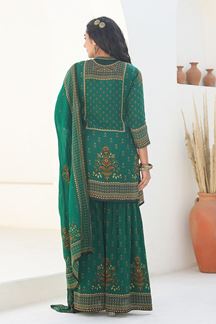 Picture of Heavenly Green Designer Gharara Suit for Mehendi, Wedding, Reception, Festivals, Sangeet, and Parties