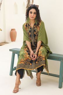 Picture of Appealing Pista Green and Black Designer Dhoti Style Suit for Sangeet and Parties