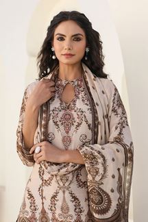 Picture of Flawless Beige Designer Gharara Suit for Engagement, Reception, Festivals, Sangeet, and Parties