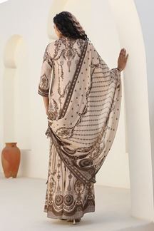Picture of Flawless Beige Designer Gharara Suit for Engagement, Reception, Festivals, Sangeet, and Parties