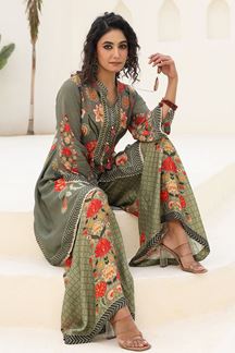 Picture of Divine Green Designer Co-Ord Set for Mehendi, Festivals, Sangeet, and Parties