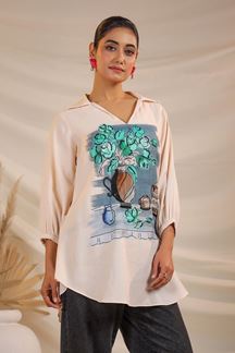 Picture of Charismatic Cream Designer Kurtis for Hangouts, Sangeet, and Parties