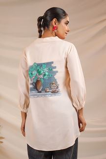 Picture of Charismatic Cream Designer Kurtis for Hangouts, Sangeet, and Parties