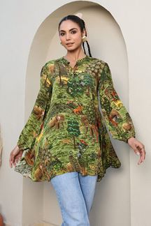 Picture of Smashing Green Designer Kurtis for Mehendi, Hangouts, Sangeet, and Parties