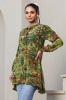Picture of Smashing Green Designer Kurtis for Mehendi, Hangouts, Sangeet, and Parties