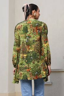 Picture of Smashing Green Designer Kurtis for Mehendi, Hangouts, Sangeet, and Parties