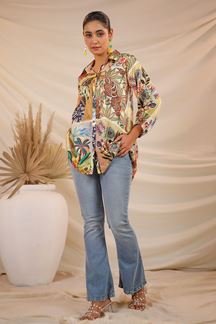 Picture of Creative Beige Designer Kurtis for Hangouts, Sangeet, and Parties