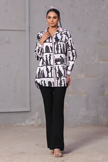 Picture of Mesmerizing Black and White Designer Kurtis for Hangouts, Sangeet, and Parties