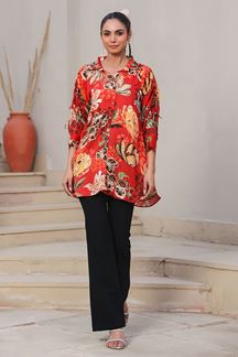 Picture of Surreal Orange Designer Kurtis for Hangouts, Sangeet, and Parties