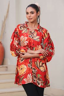 Picture of Surreal Orange Designer Kurtis for Hangouts, Sangeet, and Parties