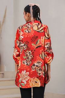 Picture of Surreal Orange Designer Kurtis for Hangouts, Sangeet, and Parties