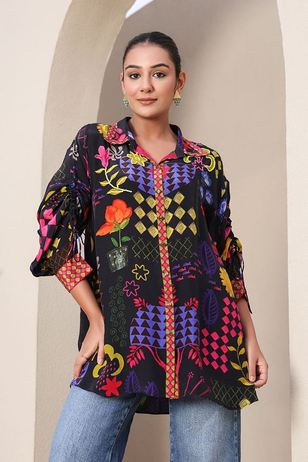 Picture of Lovely Black Designer Kurtis for Hangouts, Sangeet, and Parties