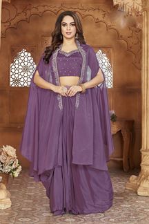 Picture of Ethnic Lavender Designer Indo-Western Outfit for Engagement, Reception, Festivals, Sangeet, and Parties