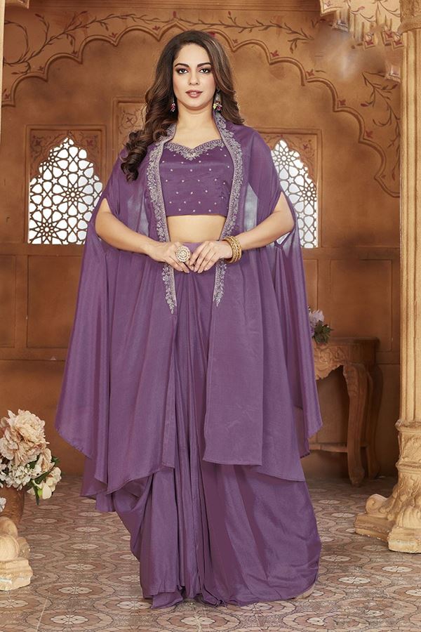 Picture of Ethnic Lavender Designer Indo-Western Outfit for Engagement, Reception, Festivals, Sangeet, and Parties
