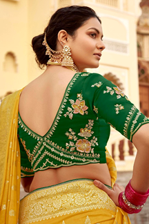 Picture of Glamorous Dola Silk Designer Saree for Haldi, Engagement, Reception, Festivals, Sangeet, and Parties