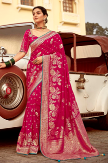 Picture of Royal Dola Silk Designer Saree for Engagement, Reception, Festivals, Sangeet, and Parties