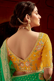 Picture of Exquisite Dola Silk Designer Saree for Mehendi, Engagement, Reception, Festivals, Sangeet, and Parties