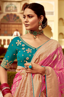 Picture of Beautiful Dola Silk Designer Saree for Engagement, Reception, Festivals, Sangeet, and Parties