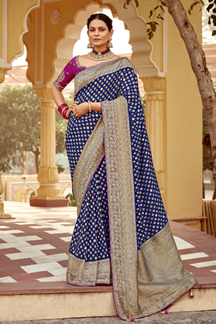 Picture of Heavenly Dola Silk Designer Saree for Engagement, Reception, Festivals, Sangeet, and Parties