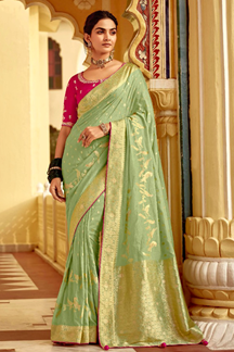 Picture of Glorious Dola Silk Designer Saree for Engagement, Reception, Festivals, Sangeet, and Parties