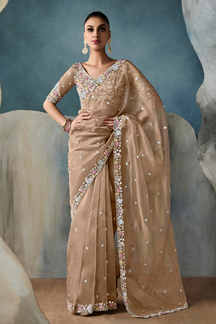 Picture of Smashing Tissue Designer Saree for Engagement, Reception, Festivals, Sangeet, and Parties