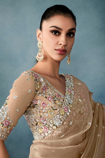 Picture of Smashing Tissue Designer Saree for Engagement, Reception, Festivals, Sangeet, and Parties
