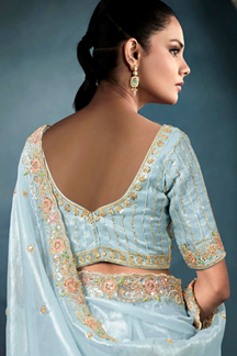 Picture of Spectacular Tissue Designer Saree for Engagement, Reception, Festivals, Sangeet, and Parties