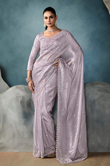 Picture of Dazzling Tissue Designer Saree for Engagement, Reception, Festivals, Sangeet, and Parties