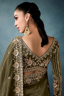 Picture of Mesmerizing Tissue Designer Saree for Mehendi, Engagement, Reception, Festivals, Sangeet, and Parties