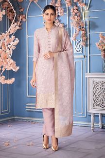 Picture of Divine Mauve Designer Straight Cut Suit for Engagement, Reception, Festivals, Sangeet, and Parties