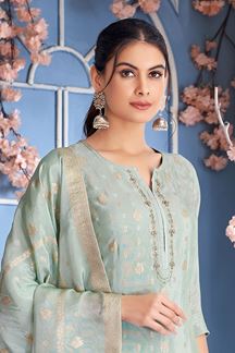 Picture of Flawless Mint Green Designer Straight Cut Suit for Engagement, Reception, Festivals, Sangeet, and Parties