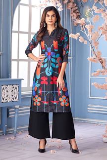 Picture of Appealing Black Designer Kurtis for Hangouts, Sangeet, and Parties