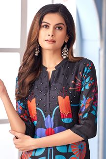 Picture of Appealing Black Designer Kurtis for Hangouts, Sangeet, and Parties