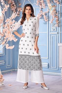 Picture of Exuberant White Designer Kurtis for Hangouts, Sangeet, and Parties