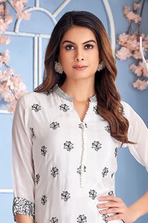 Picture of Exuberant White Designer Kurtis for Hangouts, Sangeet, and Parties