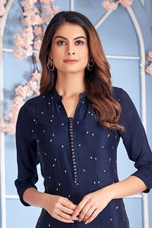 Picture of Enticing Navy Blue Designer Kurtis for Reception, Festivals, Sangeet, and Parties
