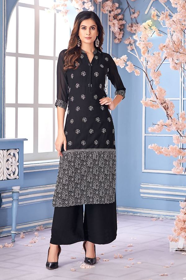 Picture of Surreal Black Designer Kurtis for Hangouts and Parties