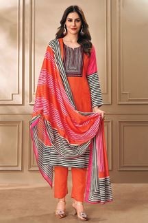 Picture of Spectacular Orange and Pink Designer Straight Cut Suit for Festivals, Sangeet, and Parties