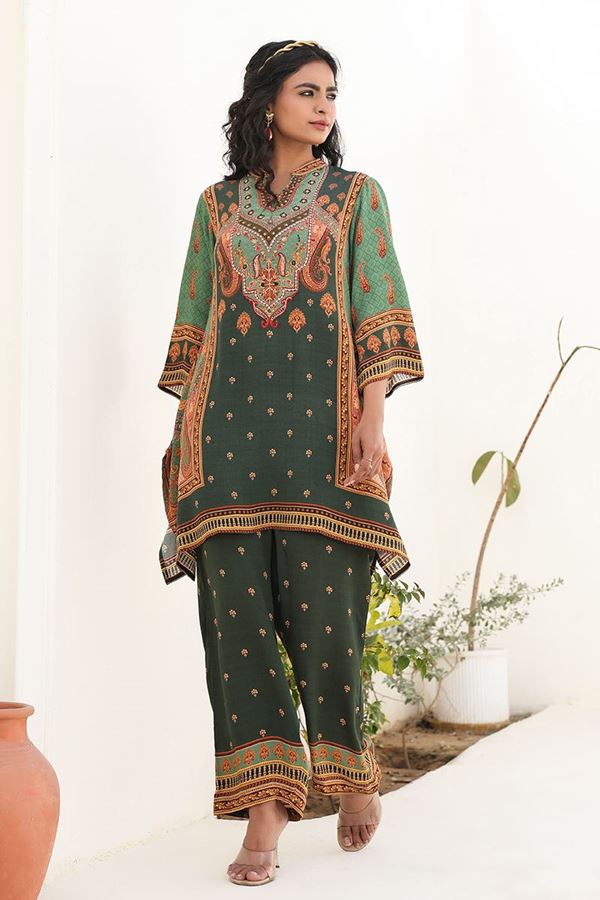 Picture of  Ethnic Green Designer Kurtis for Mehendi, Hangouts, Sangeet, and Parties